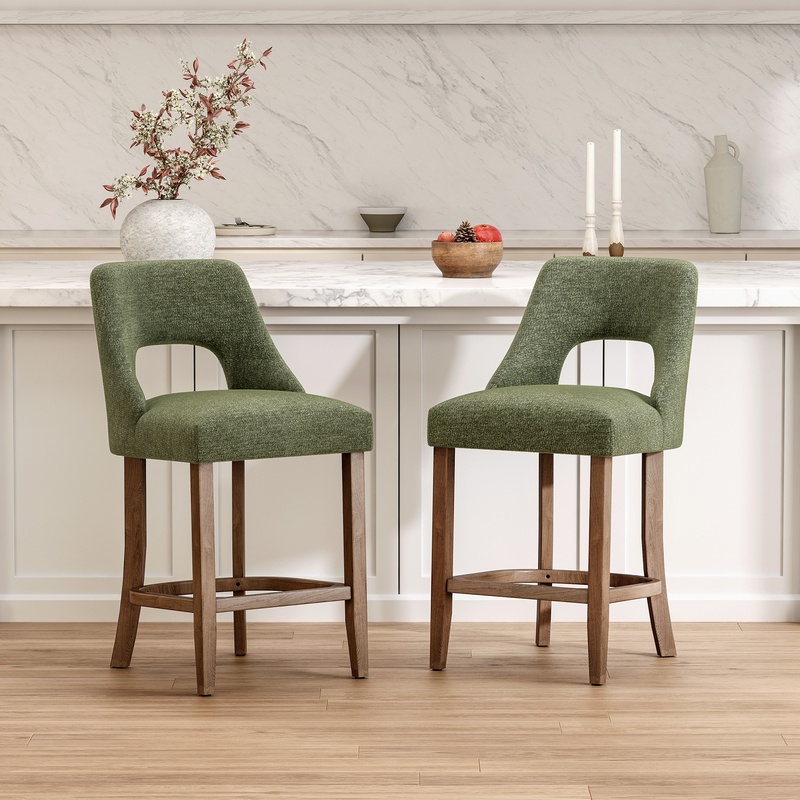 Commercial Kitchen Island - Green Upholstered Counter Stools Set of