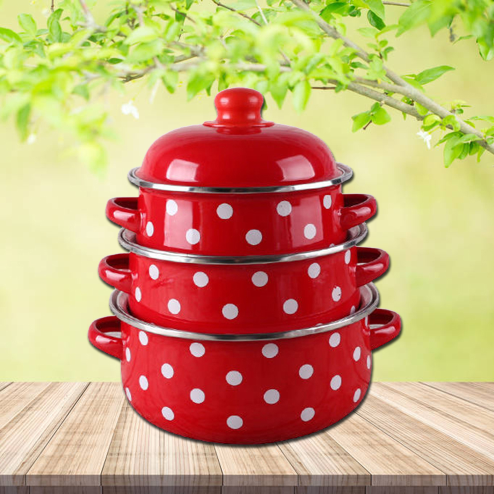 Soup Kettle Warmer - 16/18/20CM Double Ears Speckled Stew Pot