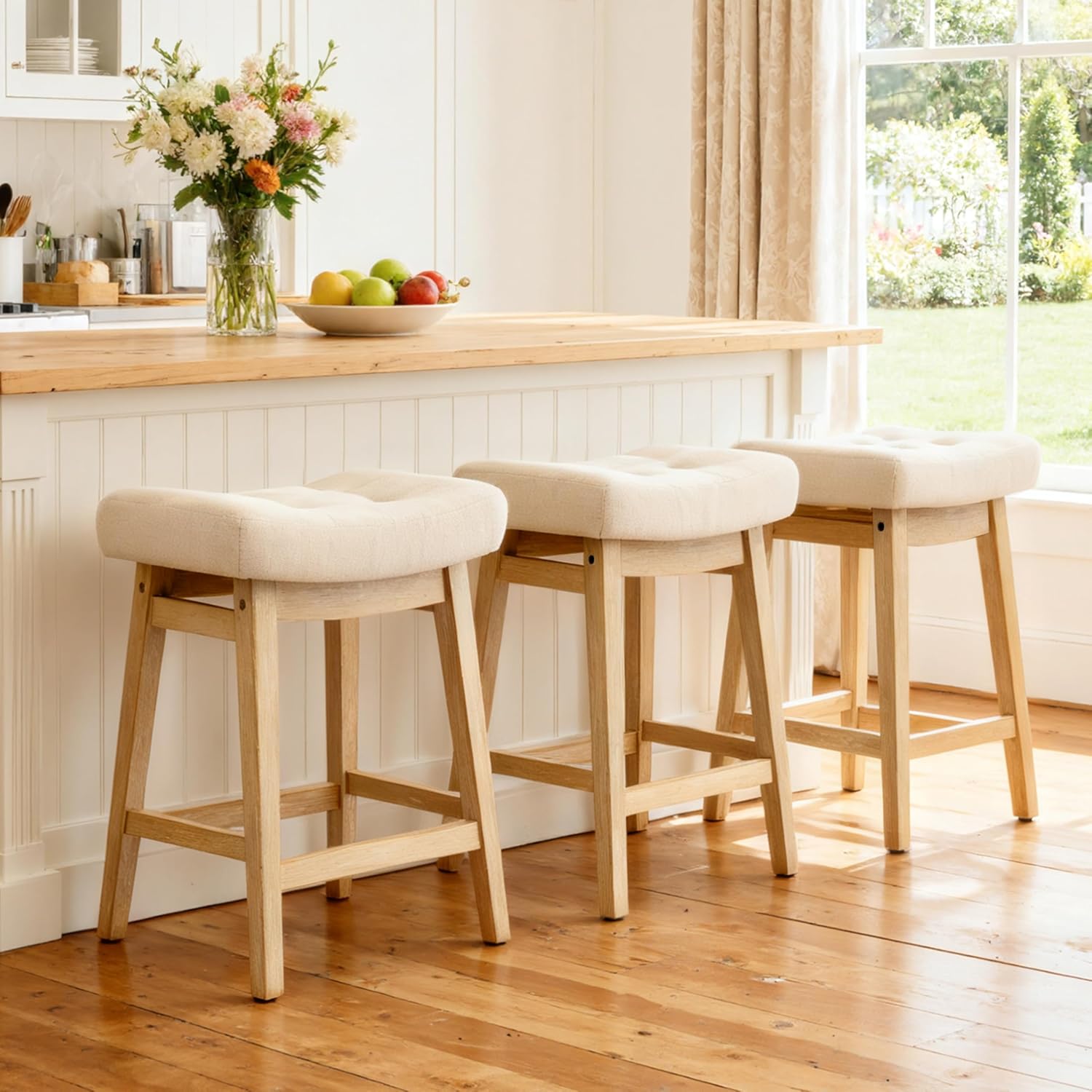 Commercial Kitchen Island - Counter Height Bar Stools Set of