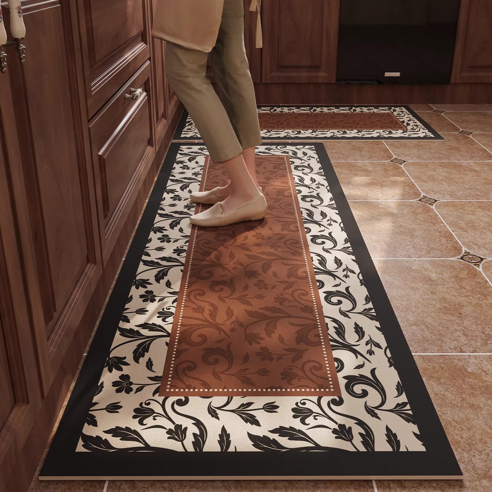 Commercial Kitchen Non Slip Flooring - Rug for Kitchen Waterproof Non-slip Leather