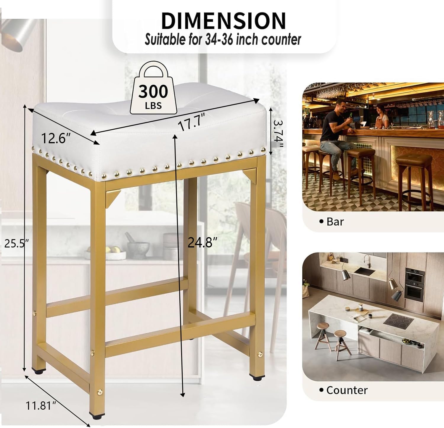 Bar Stools Set of 2, Counter H - Commercial Kitchen Island reseña y precio