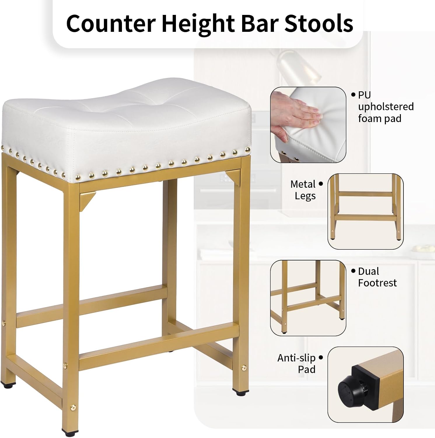 Bar Stools Set of 2, Counter H - Commercial Kitchen Island reseña y precio