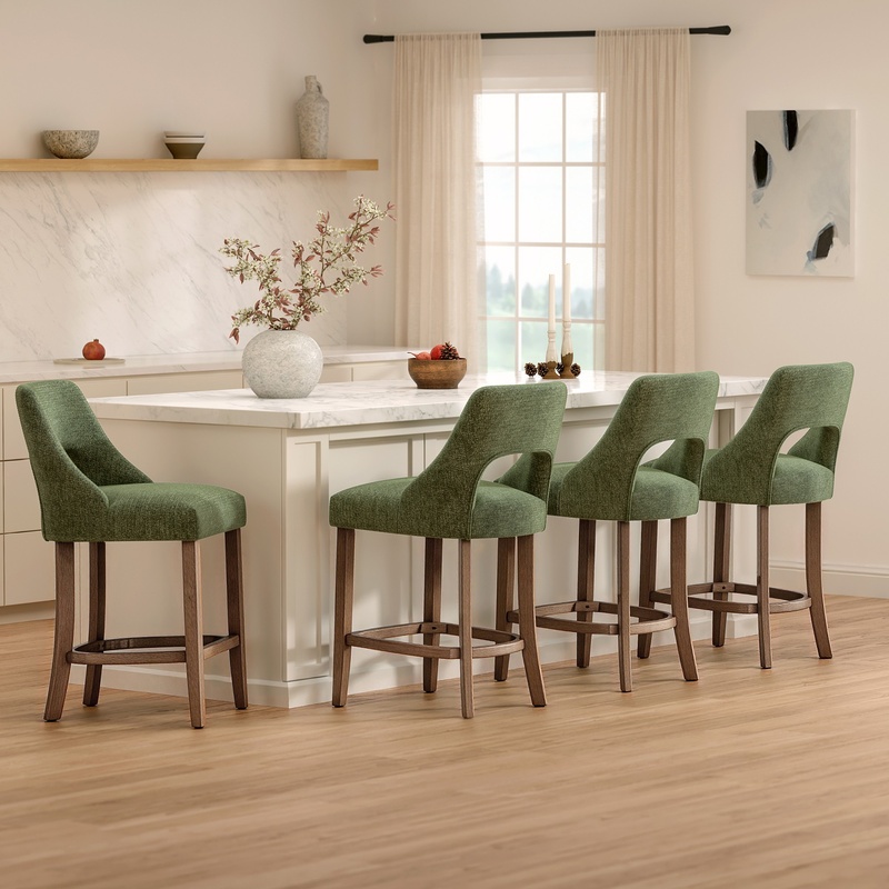 Green Upholstered Counter Stoo - Commercial Kitchen Island reseña y precio