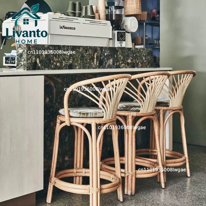 Natural Rattan Bar Stools with - Commercial Kitchen Island reseña y precio