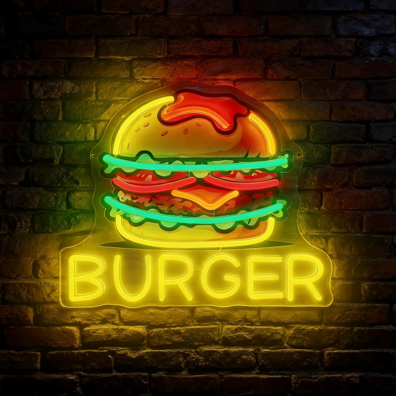 Burger Neon Sign, LED Hamburge - Commercial Kitchen Walls reseña y precio