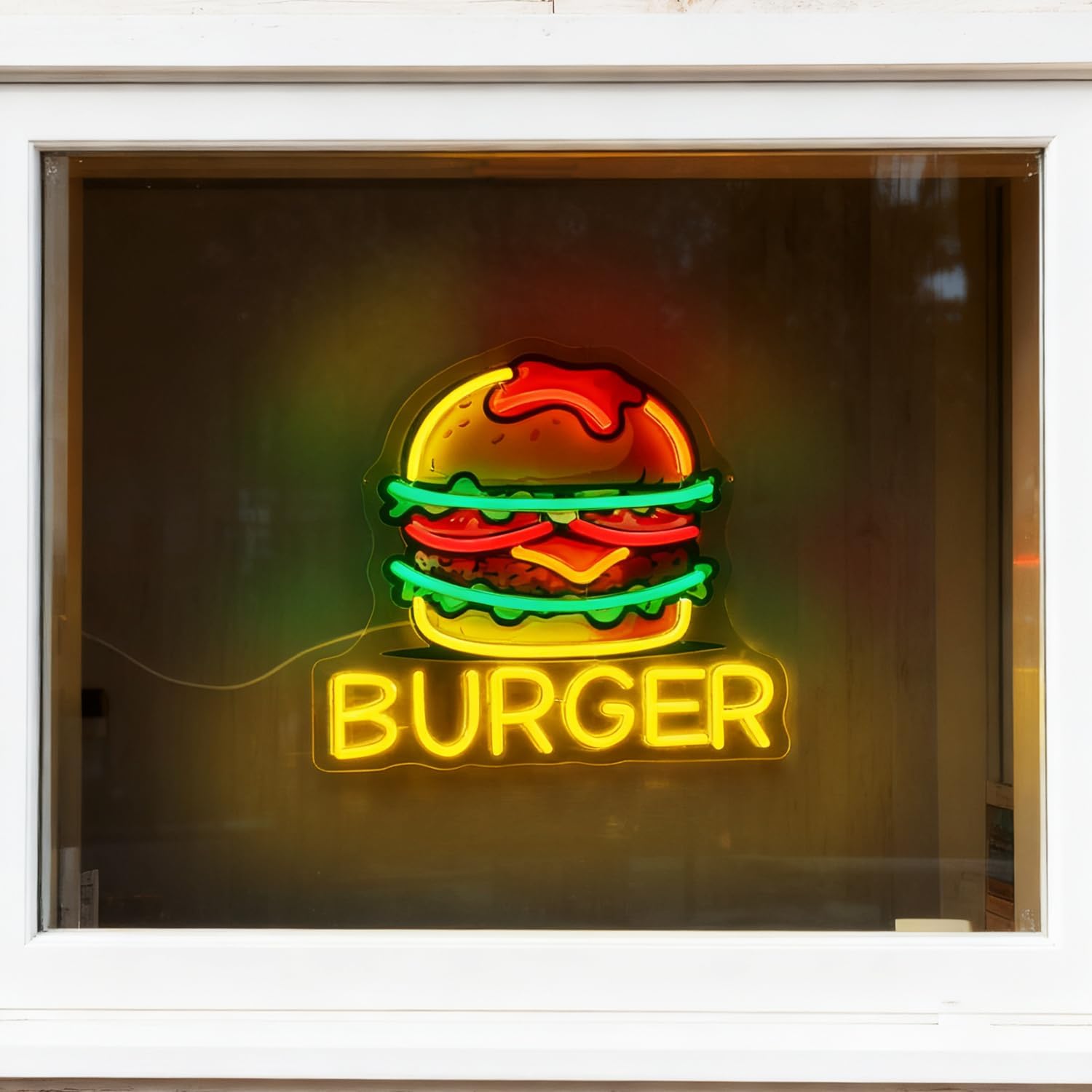 Burger Neon Sign, LED Hamburge - Commercial Kitchen Walls reseña y precio