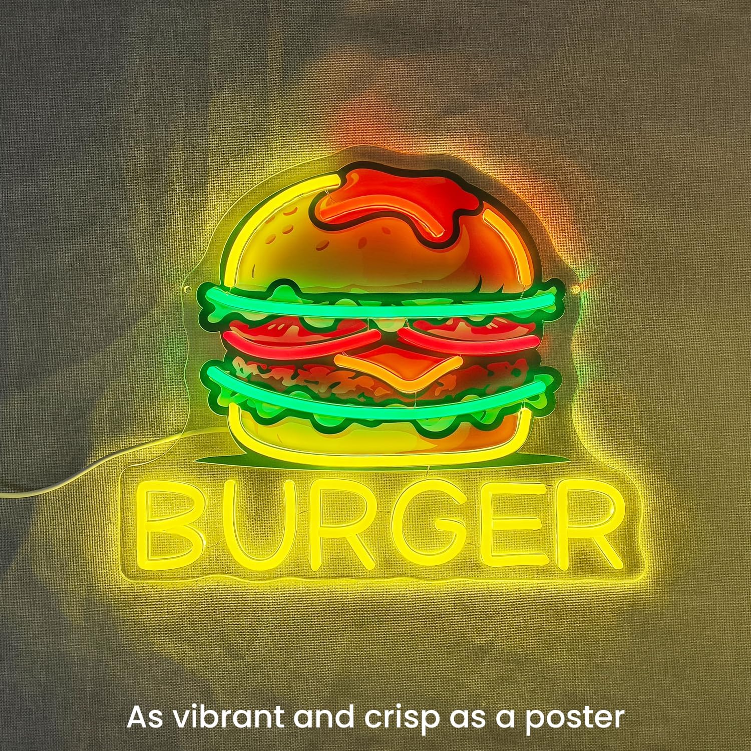 Burger Neon Sign, LED Hamburge - Commercial Kitchen Walls reseña y precio