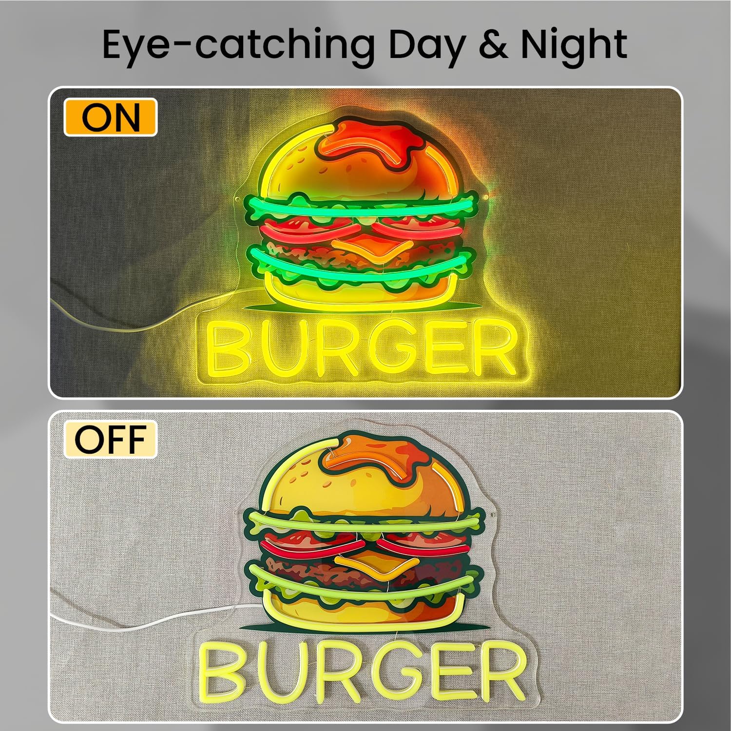 Burger Neon Sign, LED Hamburge - Commercial Kitchen Walls reseña y precio