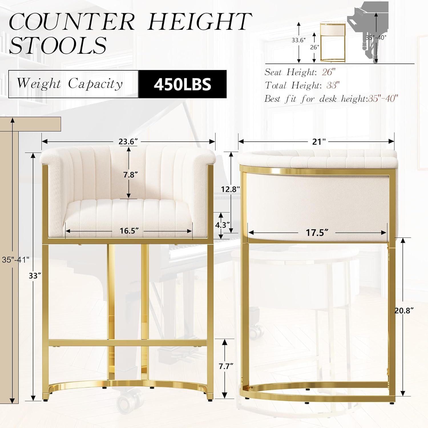 26in Upholstered Counter Heigh - Commercial Kitchen Island reseña y precio