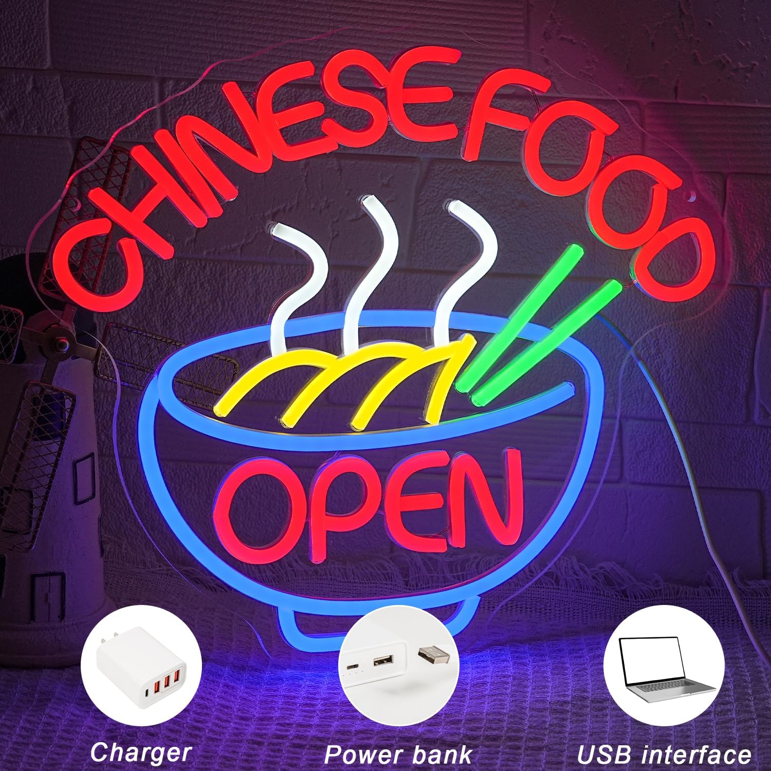 CHINESE FOOD Neon Sign Ramen N - Commercial Kitchen Walls reseña y precio