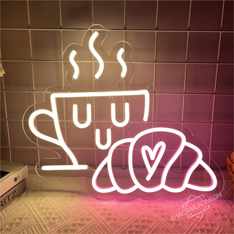 Coffee Bread Neon Sign Croissa - Commercial Kitchen Walls reseña y precio