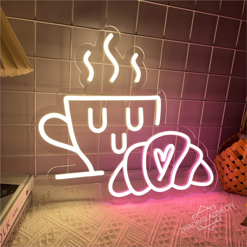 Coffee Bread Neon Sign Croissa - Commercial Kitchen Walls reseña y precio