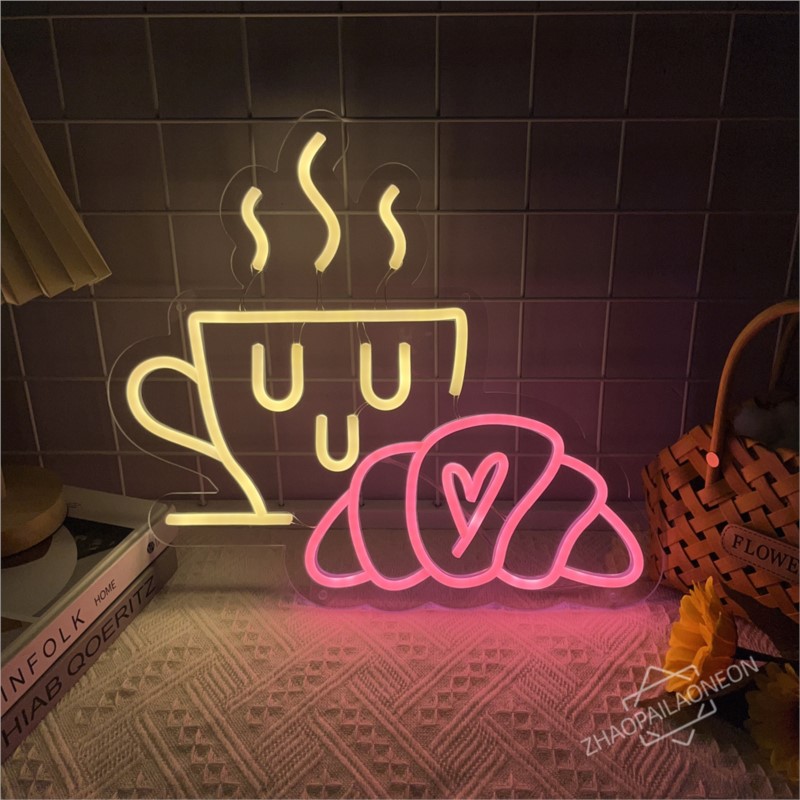 Coffee Bread Neon Sign Croissa - Commercial Kitchen Walls reseña y precio