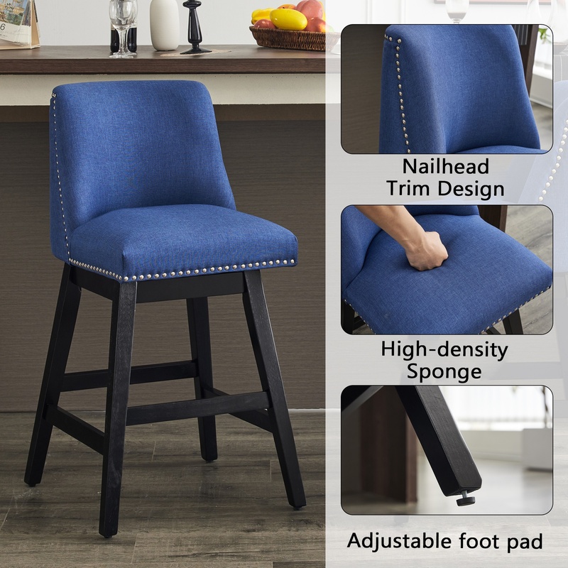 Dark Blue Upholstered Bar Stoo - Commercial Kitchen Island reseña y precio