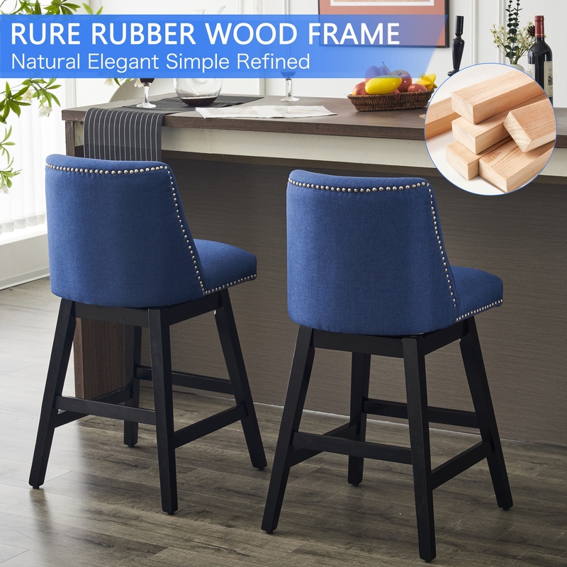 Dark Blue Upholstered Bar Stoo - Commercial Kitchen Island reseña y precio