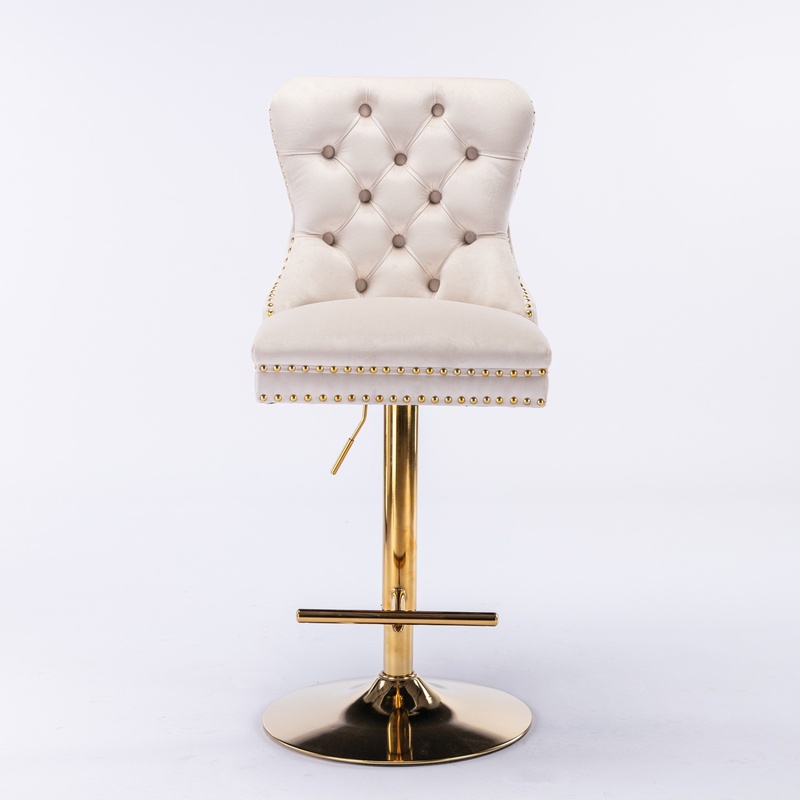 Beige Velvet Bar Stools with A - Commercial Kitchen Island reseña y precio