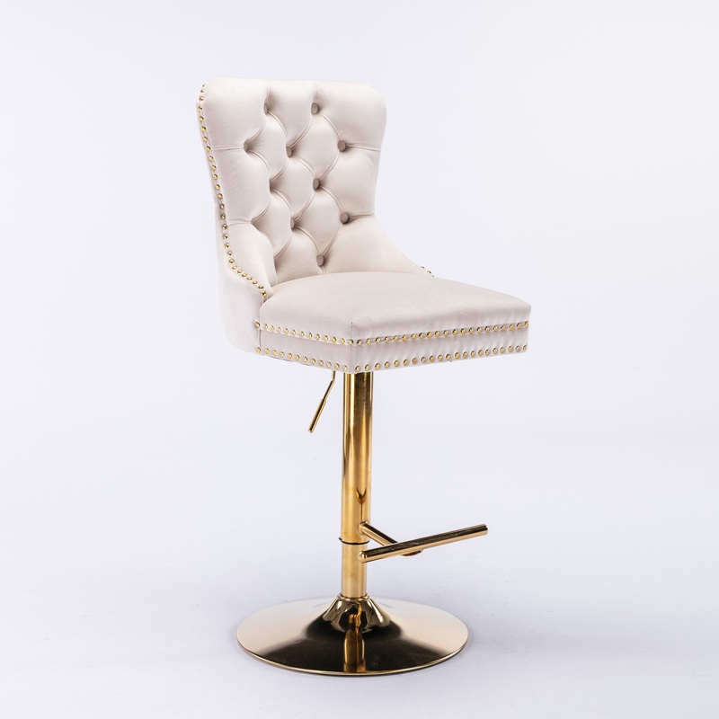 Beige Velvet Bar Stools with A - Commercial Kitchen Island reseña y precio