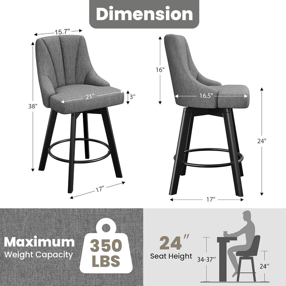 Fabric-Upholstered Swivel Bar  - Commercial Kitchen Island reseña y precio