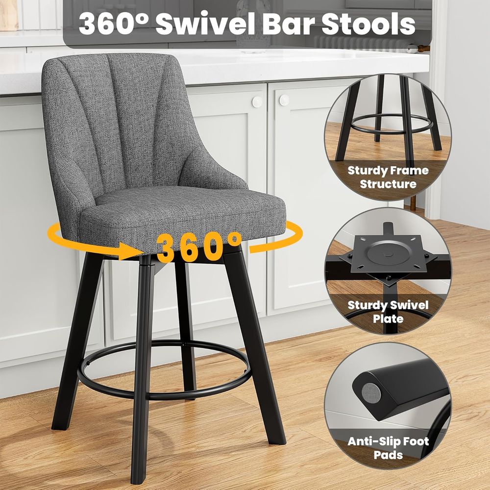 Fabric-Upholstered Swivel Bar  - Commercial Kitchen Island reseña y precio