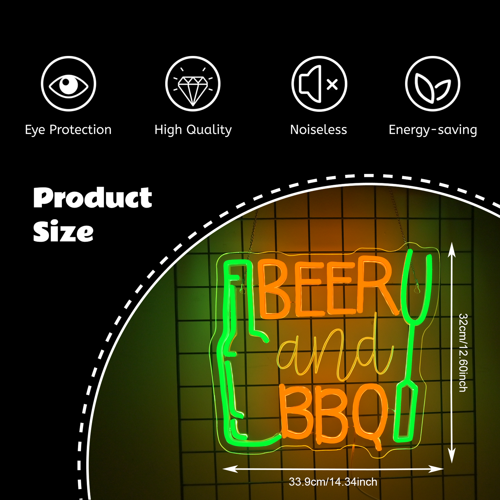 Beer and BBQ Neon Sign Dimmabl - Commercial Kitchen Walls reseña y precio