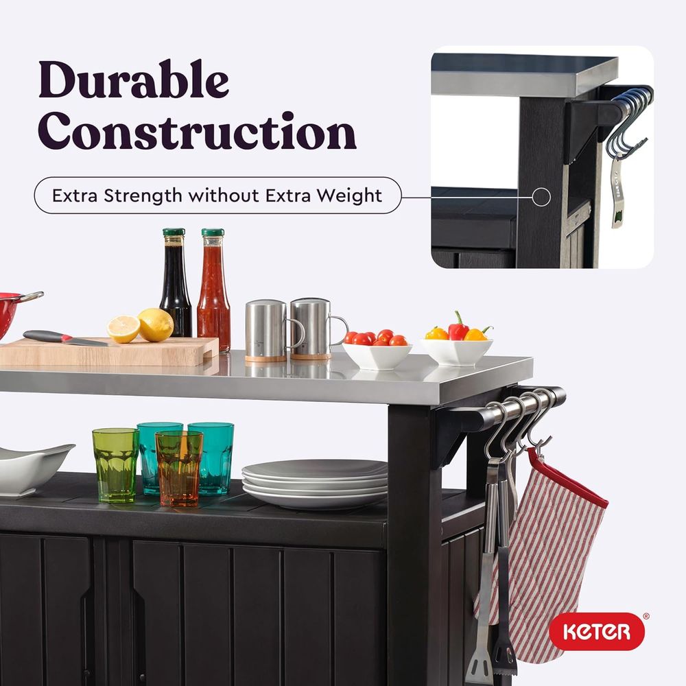 Outdoor Rolling Table Cart for - Commercial Kitchen Island reseña y precio