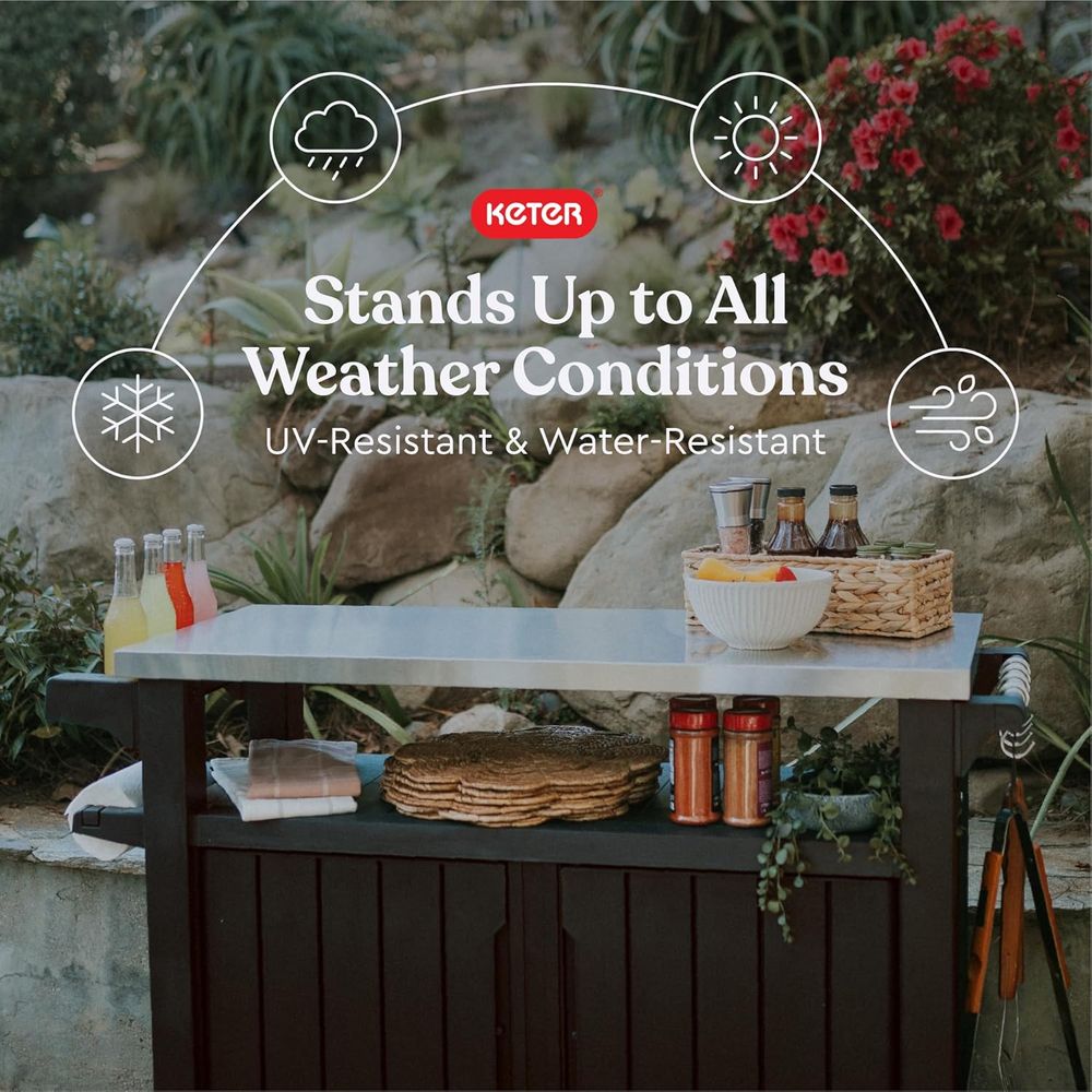 Outdoor Rolling Table Cart for - Commercial Kitchen Island reseña y precio