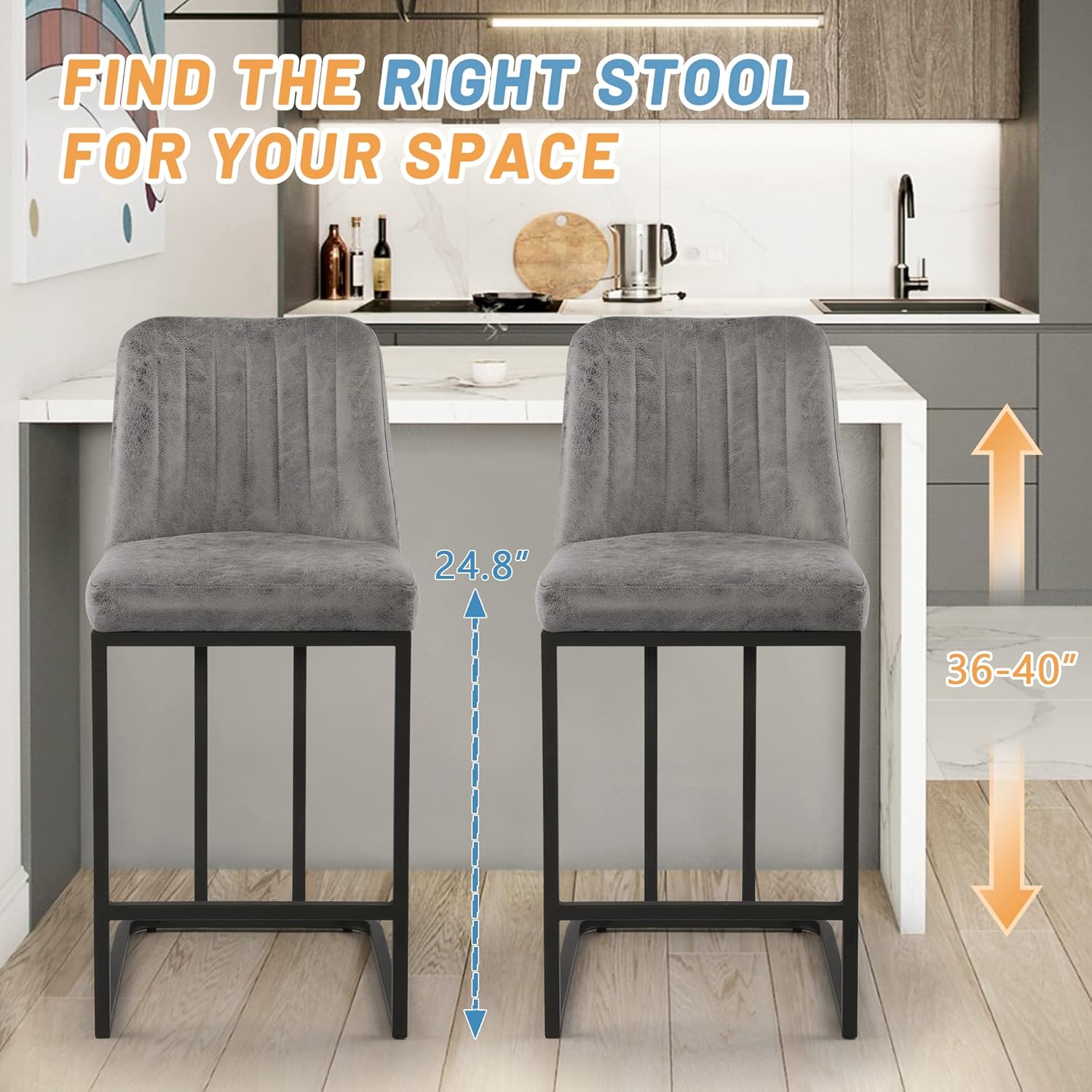 24.8 inch Bar Stools Set of 4, - Commercial Kitchen Island reseña y precio