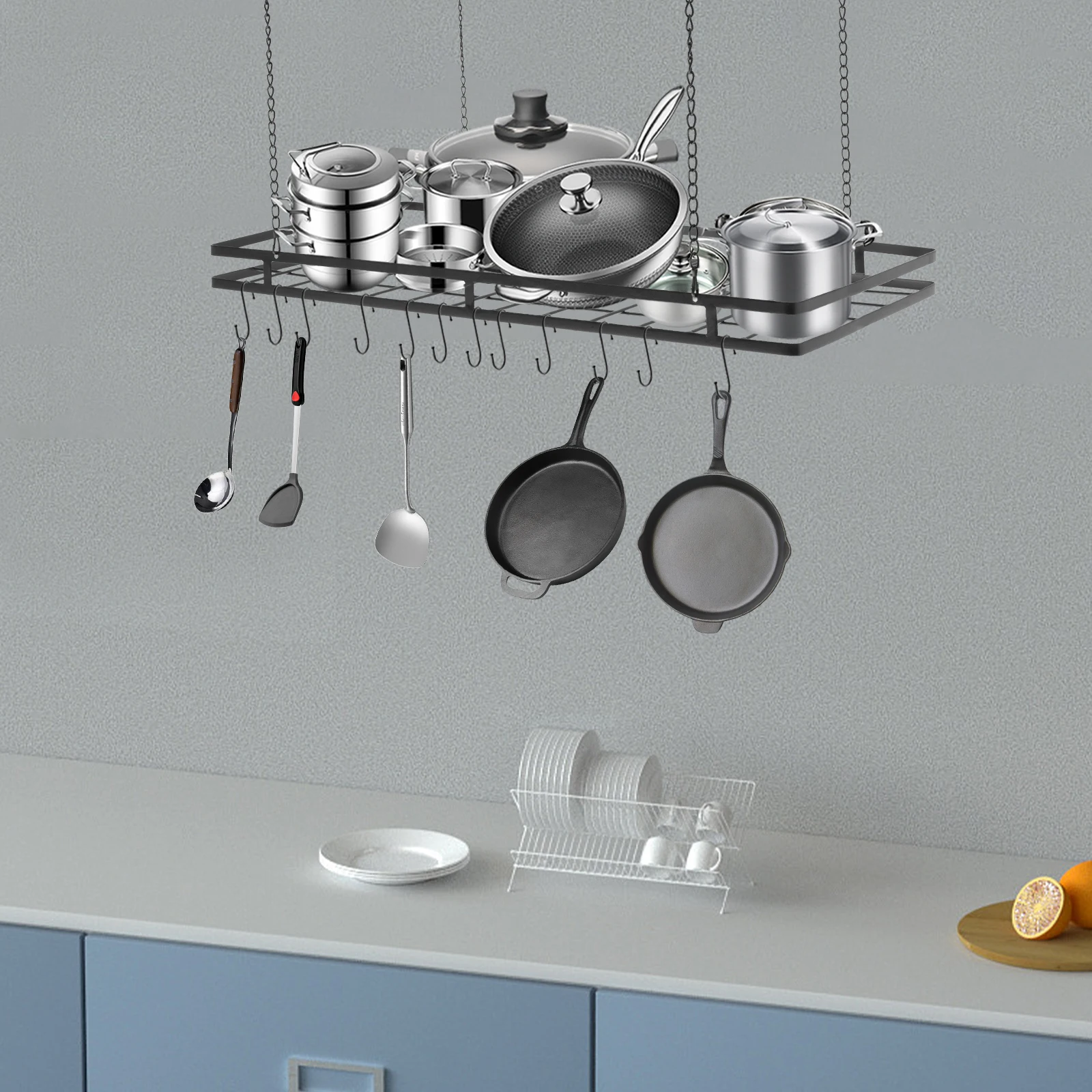 12-Hook Overhead Pot and Pan R - Commercial Kitchen Utensil Storage reseña y precio