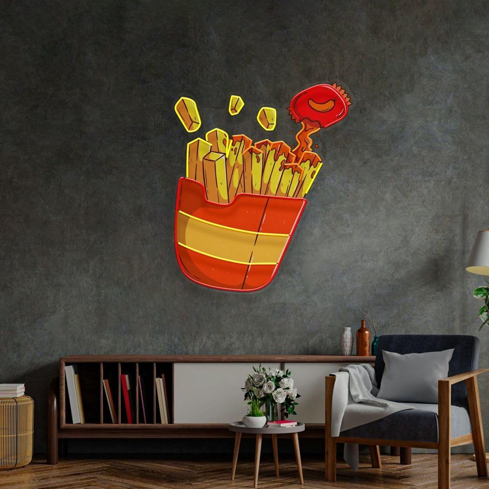 Custom French Fries Neon Sign  - Commercial Kitchen Walls reseña y precio