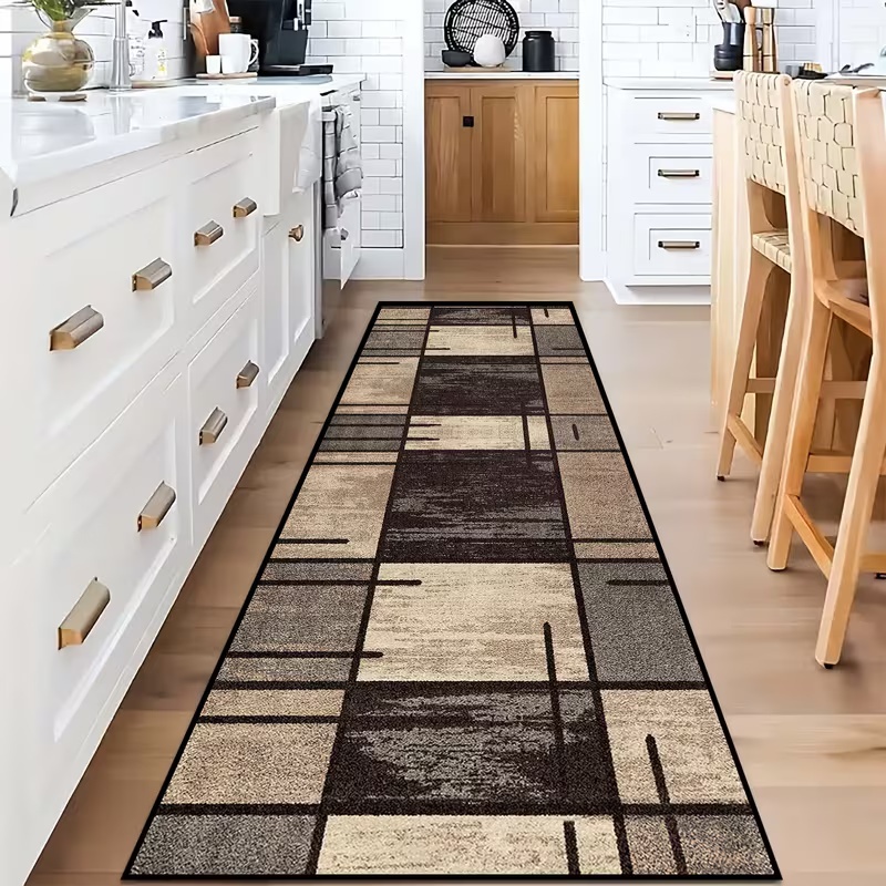 Modern Geometric Patchwork Run - Commercial Kitchen Non Slip Flooring reseña y precio