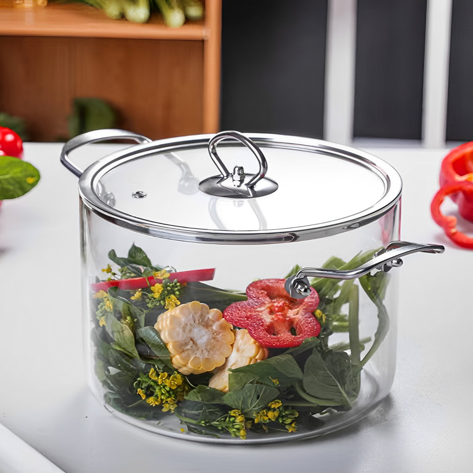 2.5L/3.5L Glass Cooking Pot wi - Soup Kettle Warmer reseña y precio