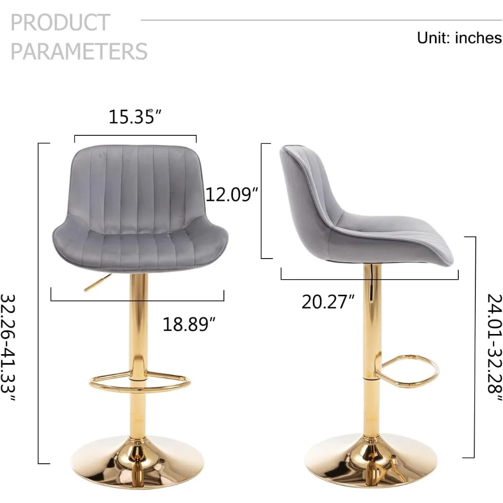 Modern Gold Velvet Bar Stools  - Commercial Kitchen Island reseña y precio