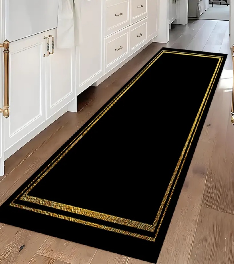 Luxury Black Gold Greek Key Bo - Commercial Kitchen Non Slip Flooring reseña y precio