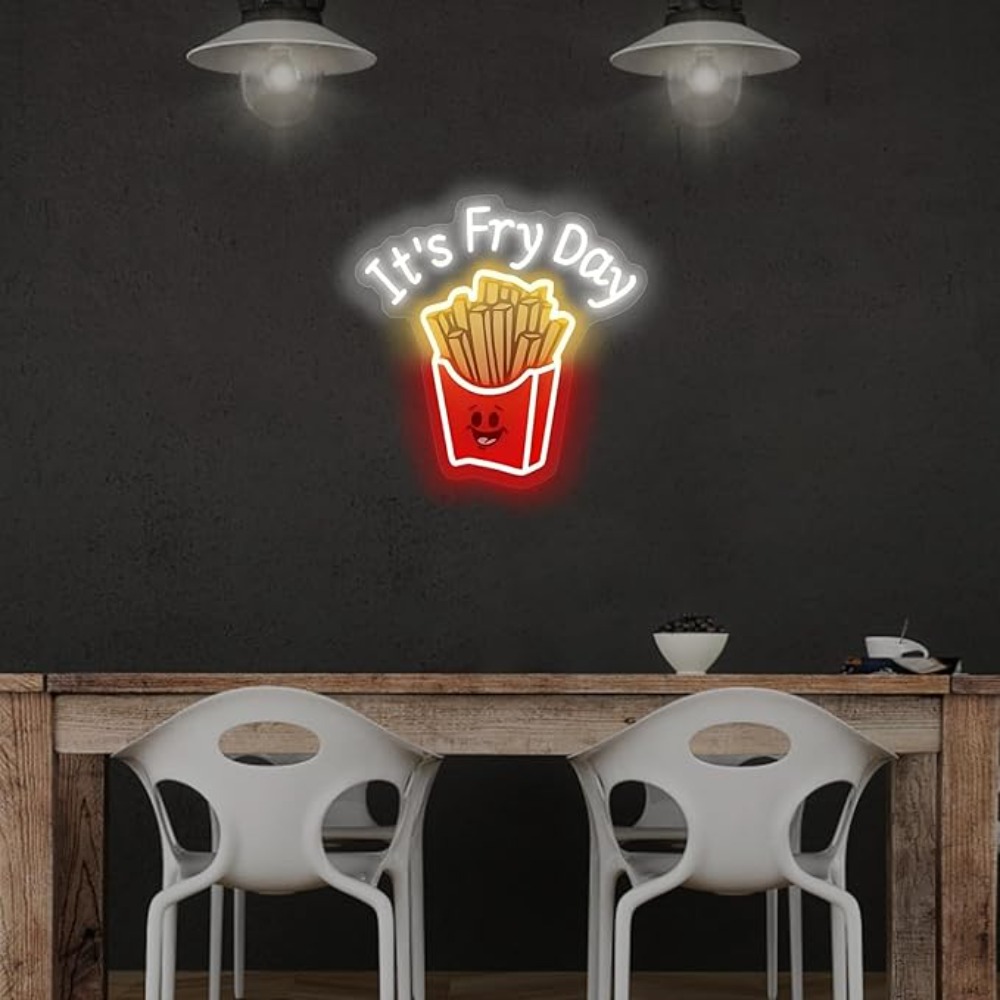 French Fries Neon Light,It's F - Commercial Kitchen Walls reseña y precio