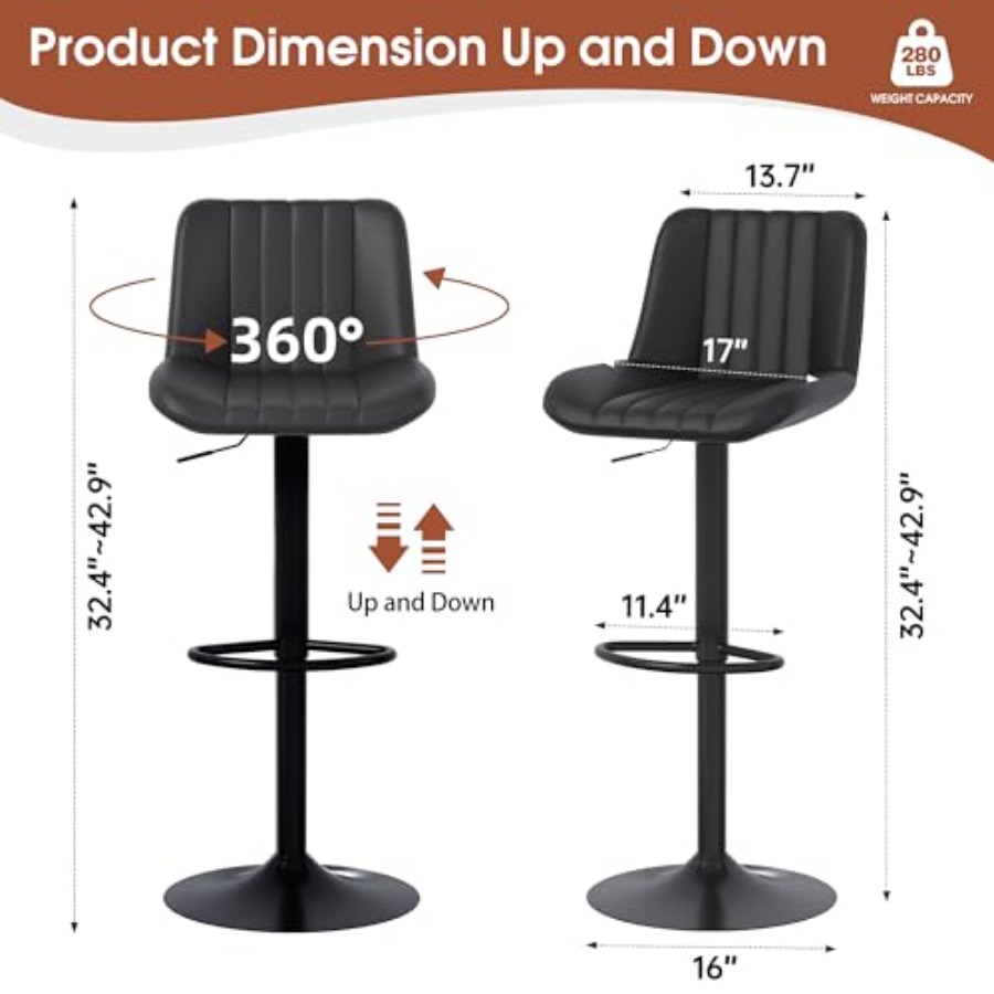 Modern Leather Bar Stools Swiv - Commercial Kitchen Island reseña y precio