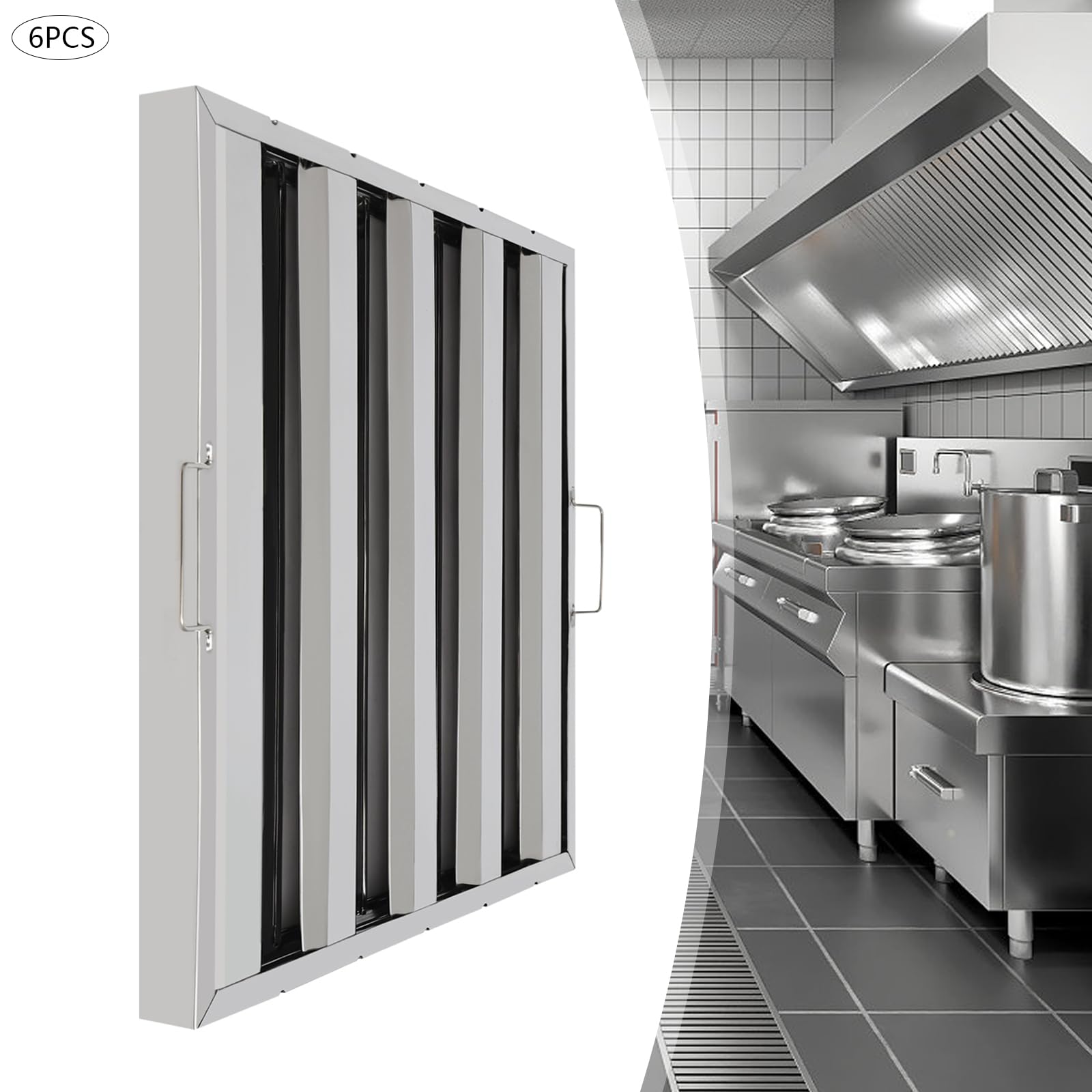 6 Pack Hood Filters, Stainless - Commercial Kitchen Range Hood reseña y precio